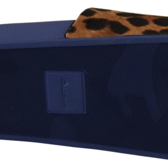 DOLCE & GABBANA Blue Brown Leopard Logo Rubber Slides Slippers Shoes main image 7